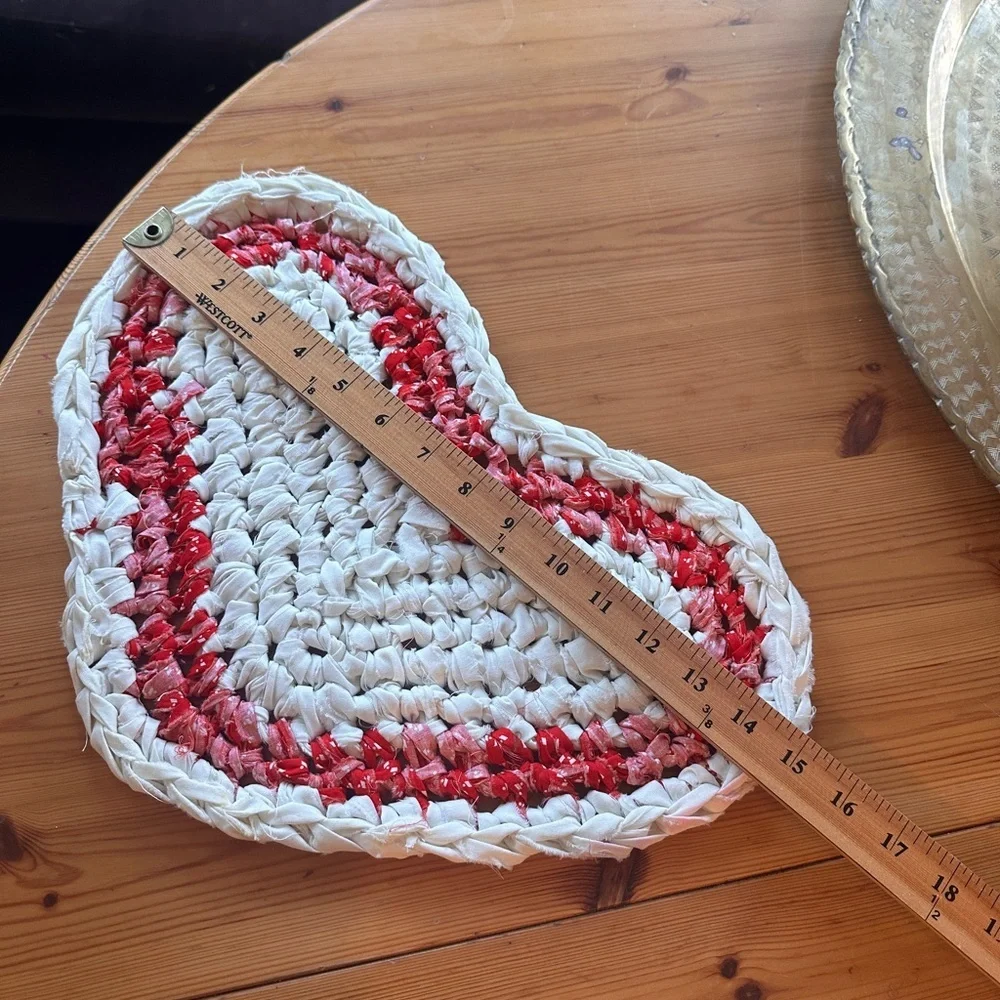 Set of two handmade rag hearts.